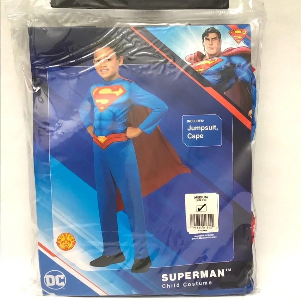 DC Superman Blue & Red Kids Jumpsuit Costume with Cape